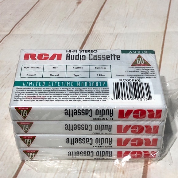 RCA Blank Audio Cassettes 60 Minutes Normal Bias Hi Fi Stereo New Sealed (4) - Picture 7 of 7